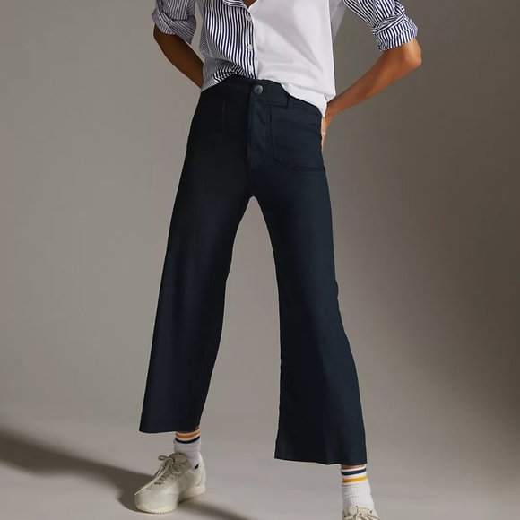 Maeve Pants - Maeve The Colette Linen Cropped Wide-Leg Pants